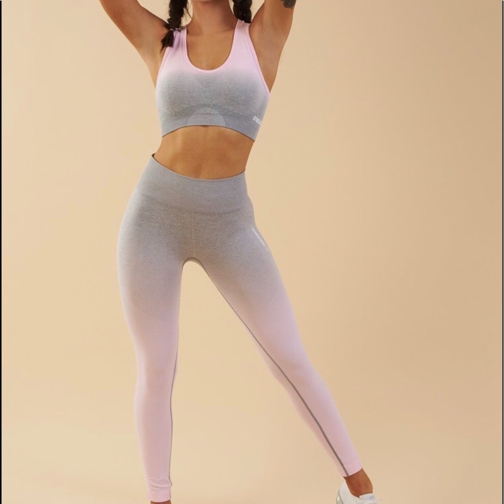 Gymshark Ombre Seamless Set Light Grey/ Chalk Pink